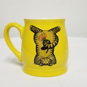 Yoga Cat Mug 15oz Lemon Yellow Cat Coffee Cup | Gift for Cat Lovers